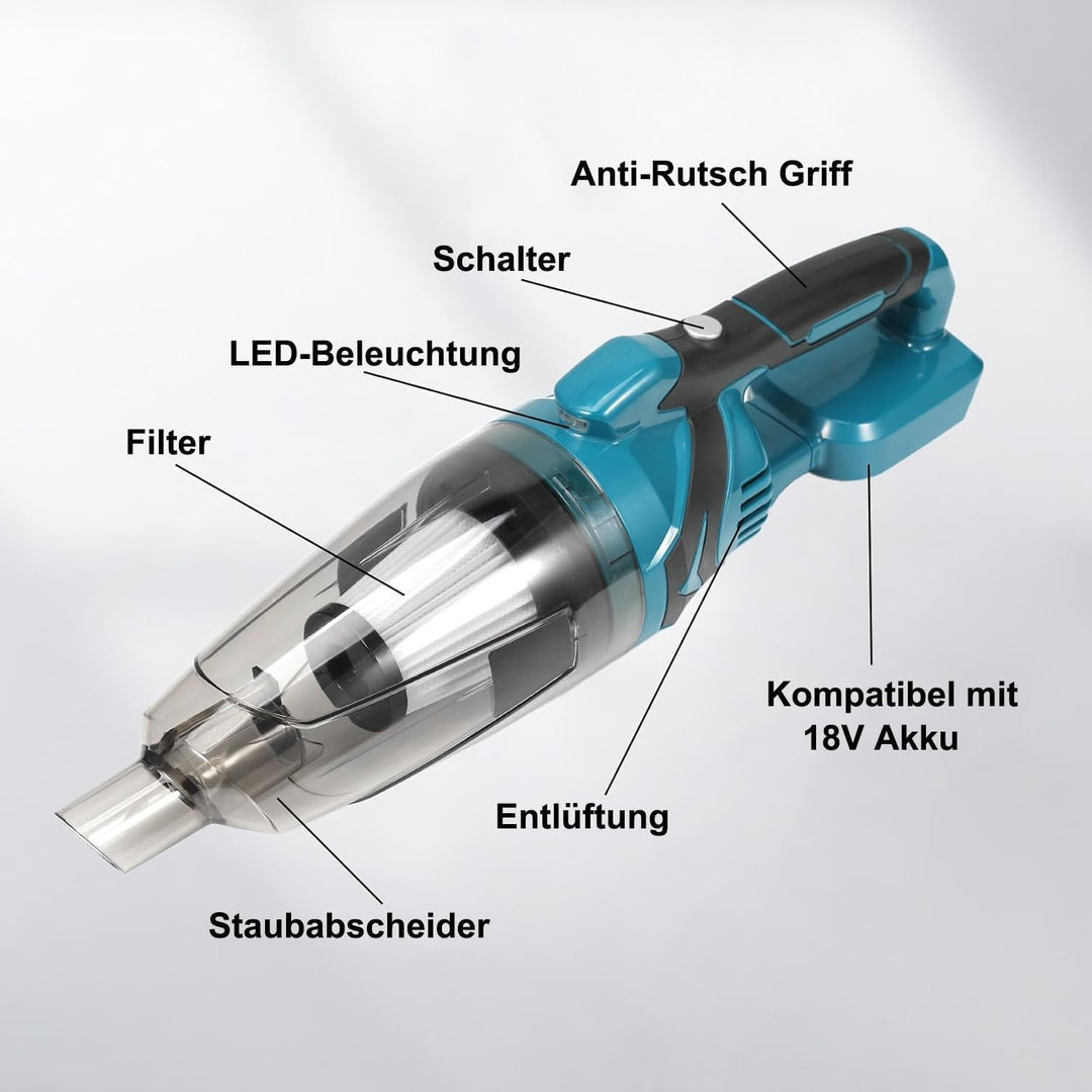 Akku-Staubsauger für Makita 18V Akkus,10000Pa Kabelloser Handstaubsauger Blau, Blau