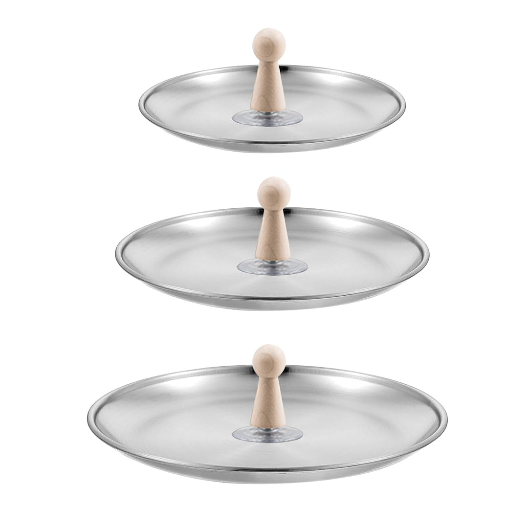 3 Sets Runde Töpferformen für Keramik mit Holzgriff & Edelstahlbasis (14/17/20 cm) Slump Formen Ton-