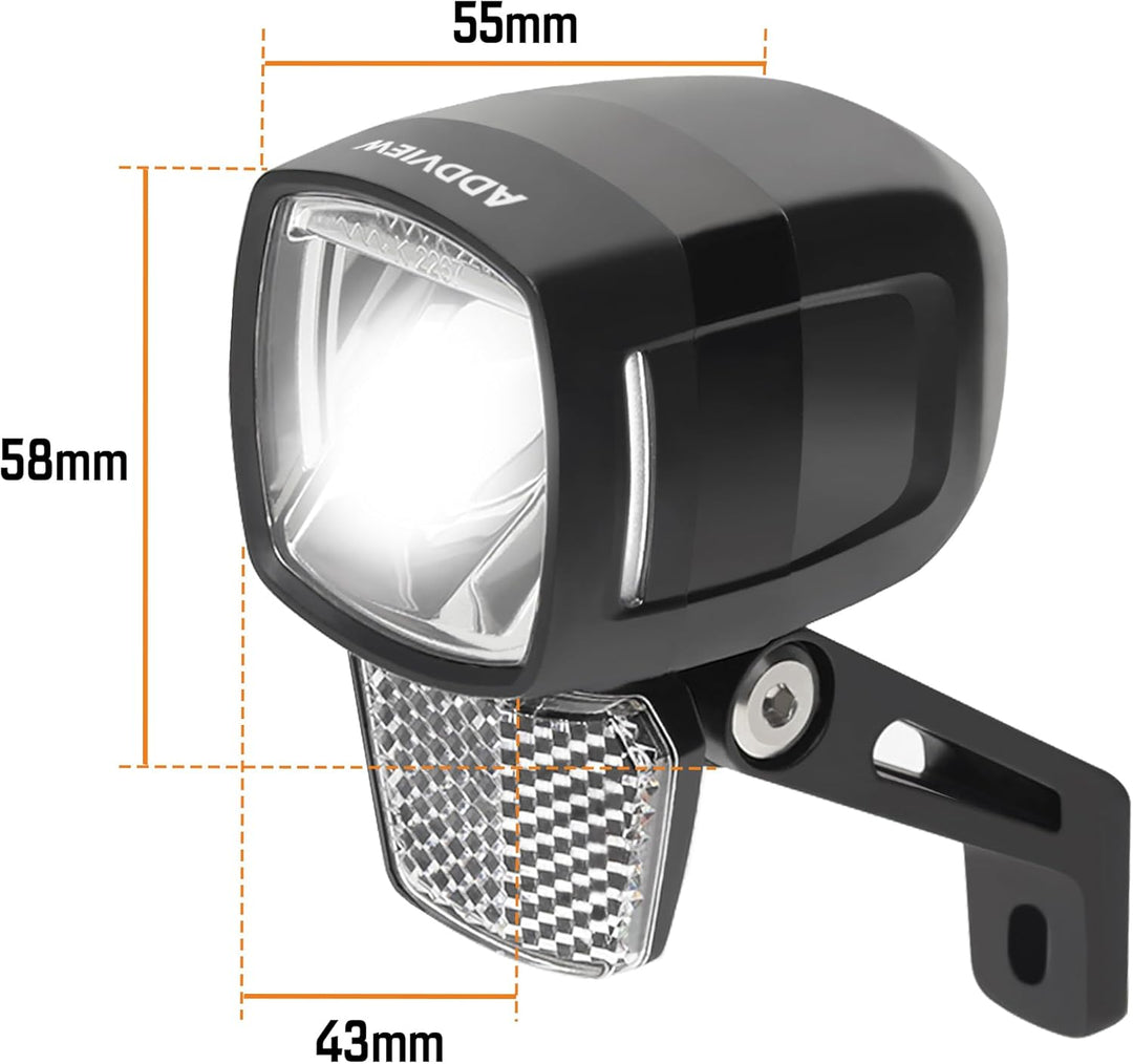 E-Bike Frontlicht 120 Lux Hammer E120 – LED Fahrradlampe, StVZO & ECE zugelassen, Aluminium/ABS, was