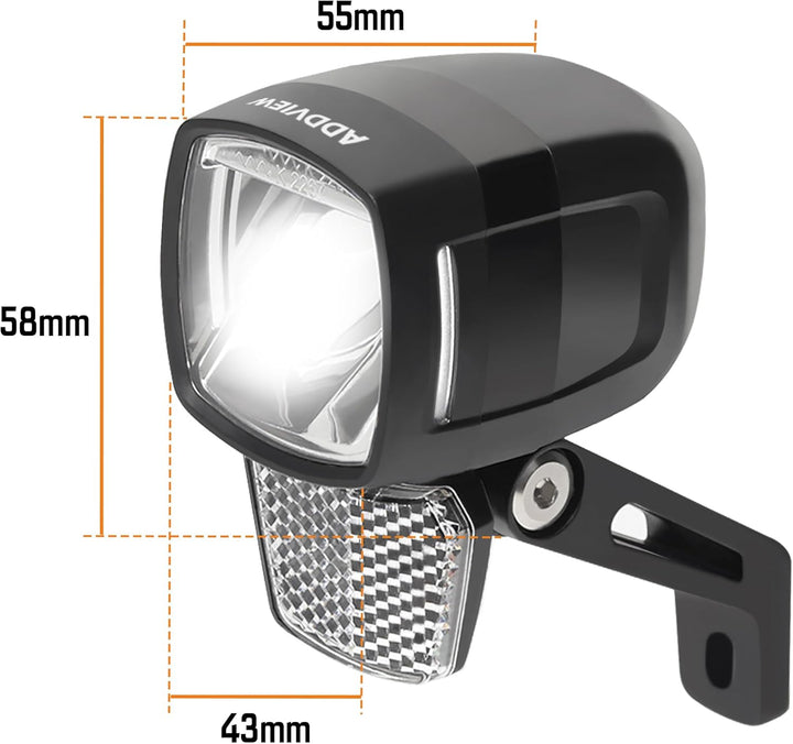 E-Bike Frontlicht 120 Lux Hammer E120 – LED Fahrradlampe, StVZO & ECE zugelassen, Aluminium/ABS, was