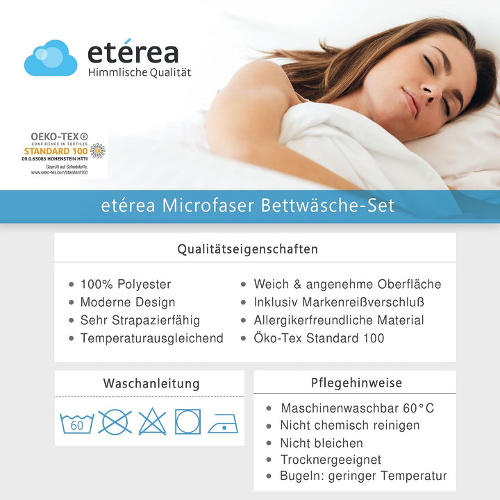 etérea Microfaser Bettwäsche Paisley Life 200x200 3er Set - Bügelfrei mit Reissverschluss - nach Oek