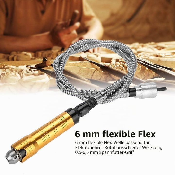 Flexwelle 6mm, Flexibler Wellenschleifer, Welle Bohrfutter 0,5-6,5mm Spanngriff zum Polieren, Gravie