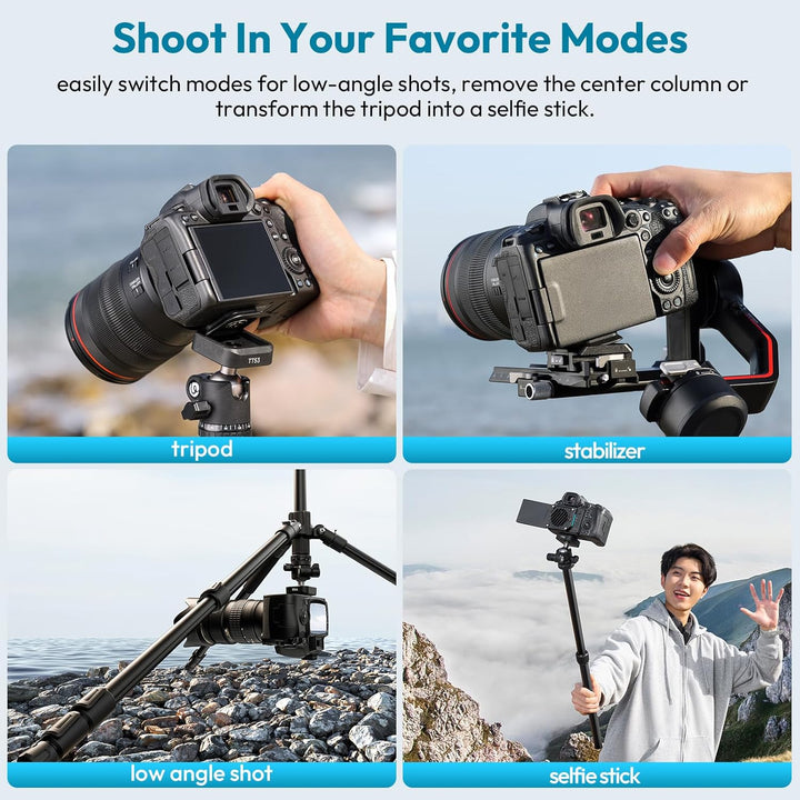 ULANZI TT53 Stativ Kamera Aluminium mit 360° Panoramakugelkopf und Uka Schnellfreigabeplatte, 180cm