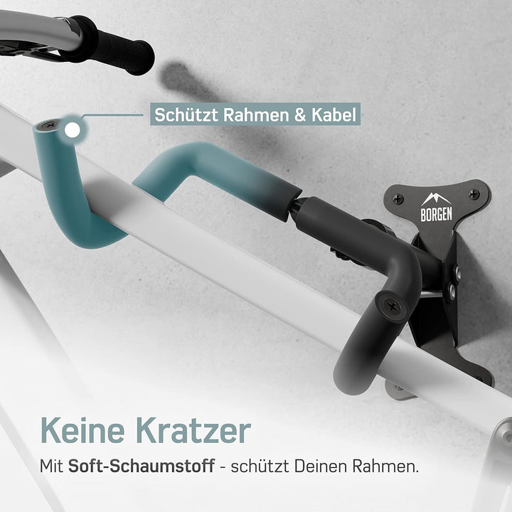 Borgen Fahrrad Wandhalterung I Fahrradhalter - Winkel und Wandabstand einstellbar bis 20 kg, klappba
