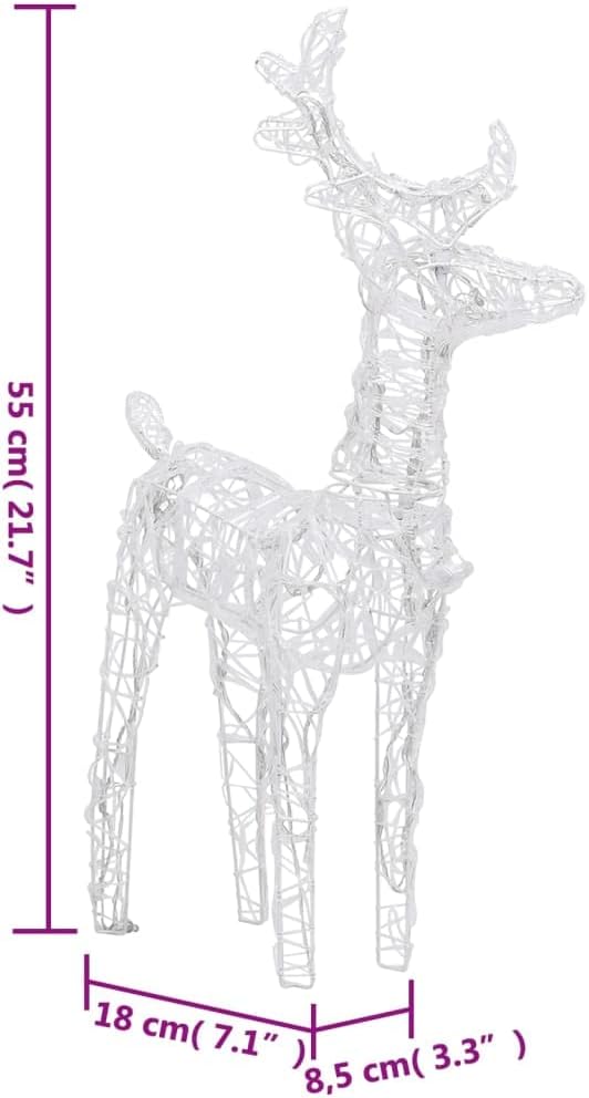 vidaXL Weihnachtsdekoration Rentiere mit Schlitten Beleuchtet Dekofigur Weihnachtsdeko Figur Weihnac