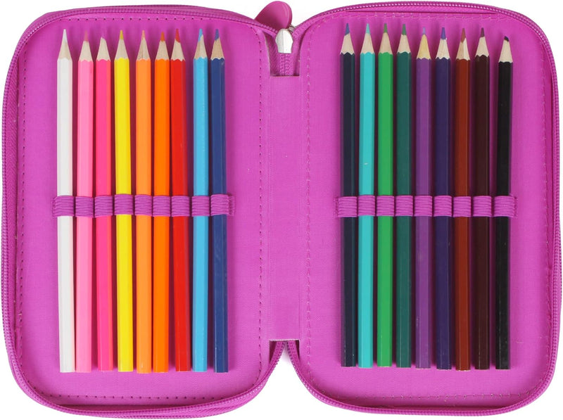 Ragusa-Trade Mädchen Kinder Pferde 3-Fach Federtasche Federmappe Schlamper 44 TLG. gefüllt (PF3FAB),