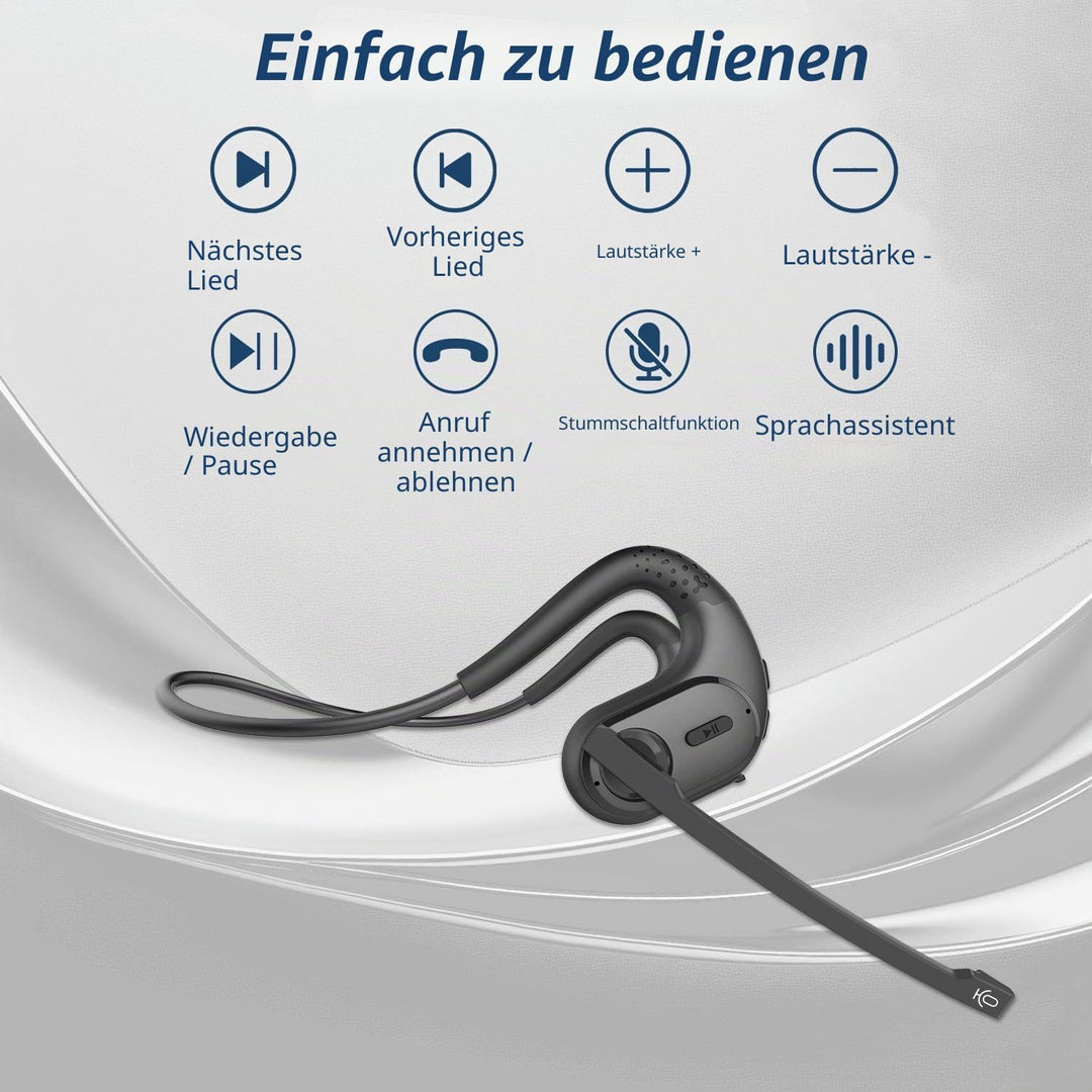 BANIGIPA Bluetooth Headset mit abnehmbarem Mikrofon, Noise Cancelling Wireless Headset für Telefone