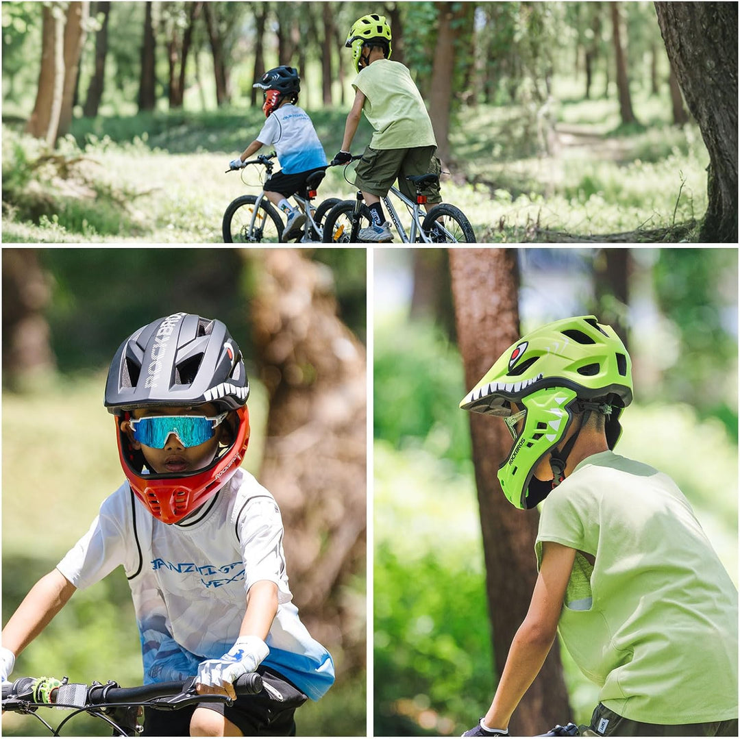 ROCKBROS Kinderhelm Integriert Fahrradhelm Kinder Jugend Fullface Helm mit Abnehmbarem Kinnschutz BM