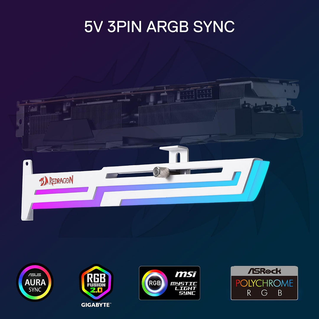 Redragon GCP03 ARGB GPU-Stützbügel, 5V 3-Pin ARGB Grafikkartenhalter, verhindert das Durchhängen der