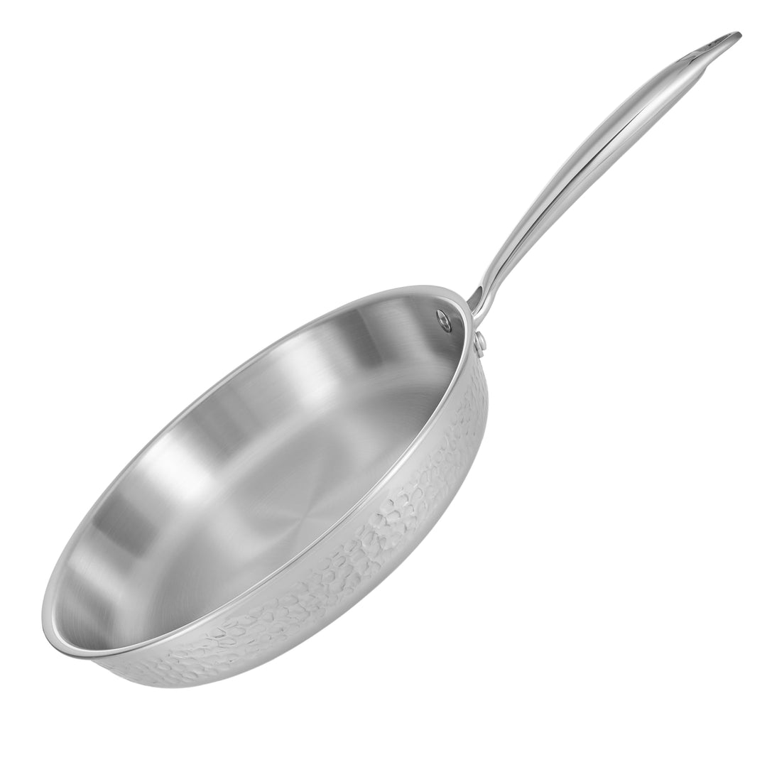 RESTO Universalpfanne 24 cm, Bratpfanne aus Edelstahl - Pfanne mit dreilagiger Basis, Energieeinspar
