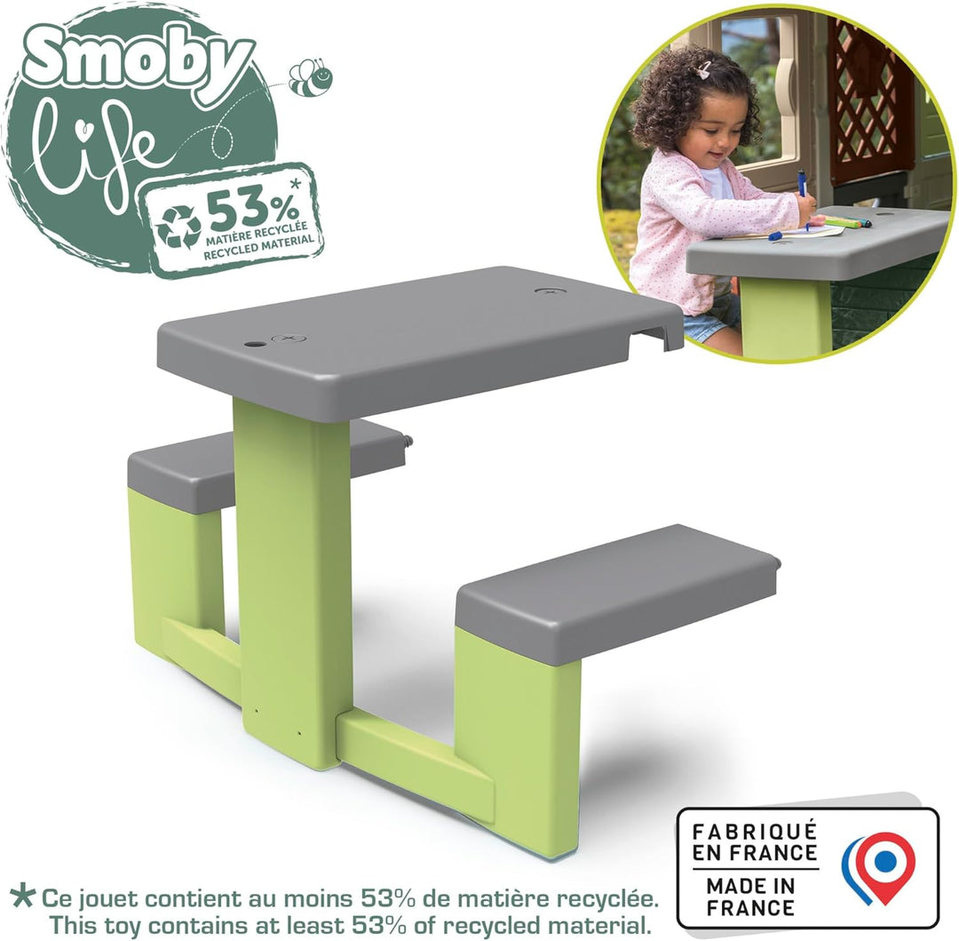 Smoby Life - Picknicktisch Zubehör - Kinder-Picknicktisch mit Sitzbänken - Passend für Jura Lodge &