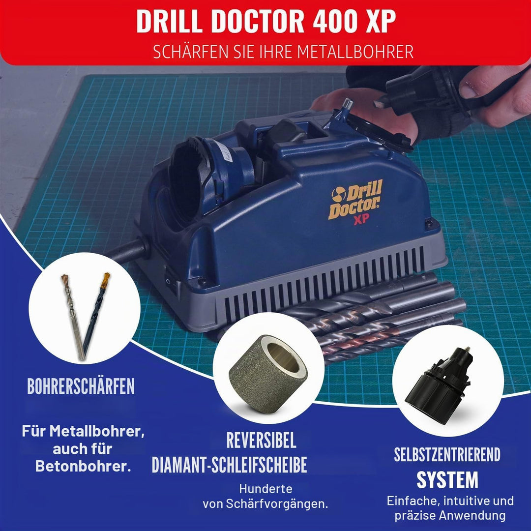 Tivoly Drill Doctor 400 Bohrerschärfgerät, für Bohrer mit 2,5 bis 13 mm, Schärfung bis zu einem Spit
