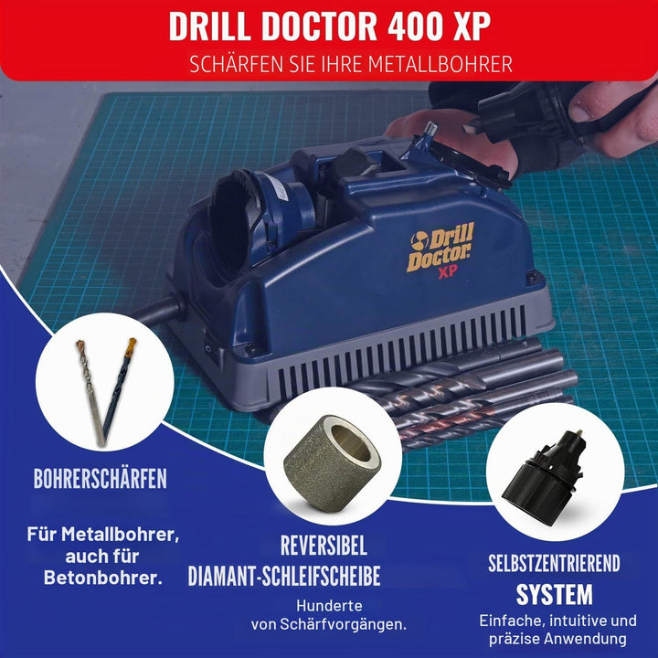 Tivoly Drill Doctor 400 Bohrerschärfgerät, für Bohrer mit 2,5 bis 13 mm, Schärfung bis zu einem Spit