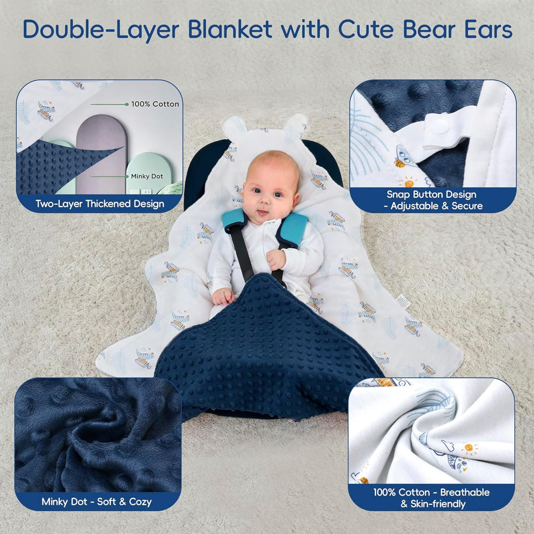 LAT Baby Einschlagdecke Babyschale, Decke Kinderwagen 90x90cm, Baumwolle Universal Babydecke Doppels