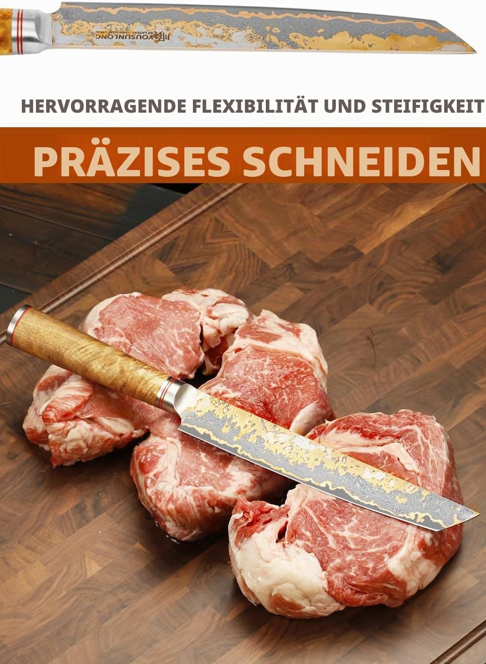 YOUSUNLONG Sashimi-Schneidemesser - 215mm Sujihiki Yanagiba Messer - Superscharfer Schnitt - Japanis