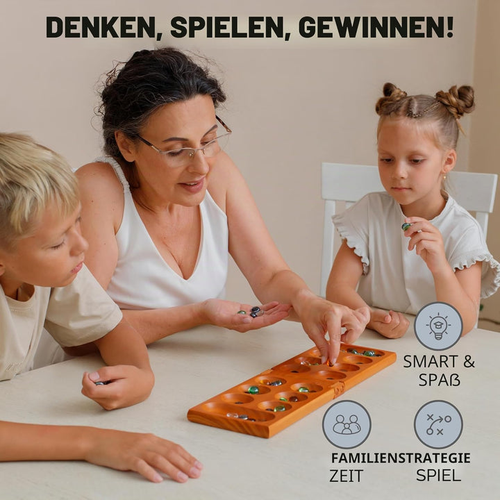 Mancala-Brettspiel mit Magnetverschluss – Klassisches Faltspiel für 2 Spieler – Mancala-Set aus Holz