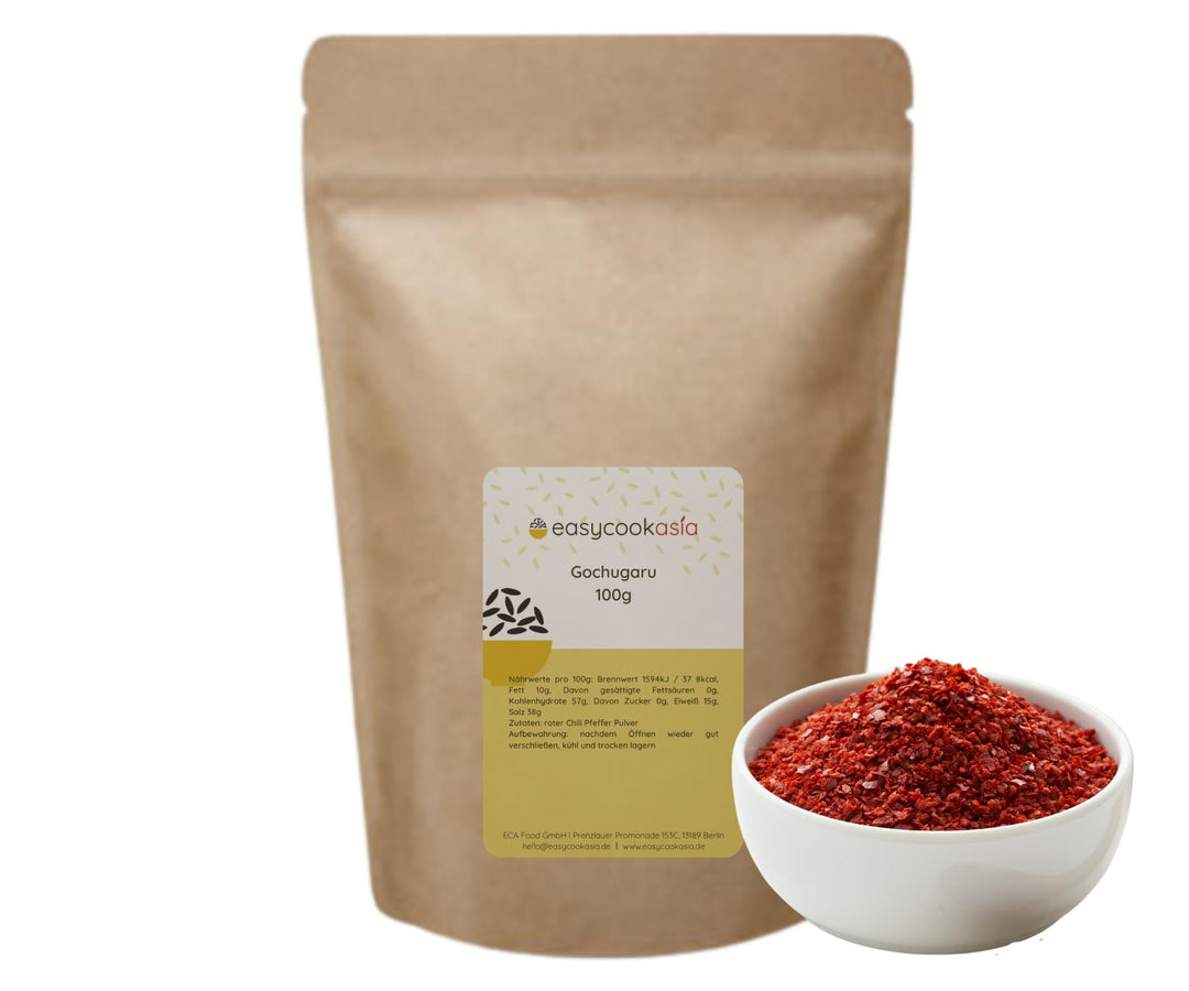 EasyCookAsia Gochugaru | Koreanische Chiliflocken für Kimchi | 3 x 100g | Gochugaru Chilipulver | gr