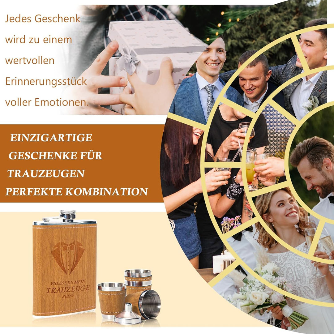 Trauzeuge Fragen Mann Willst Du Mein Trauzeuge Sein 8oz Holzmaserung Flachmann Flaschenöffner Trauze