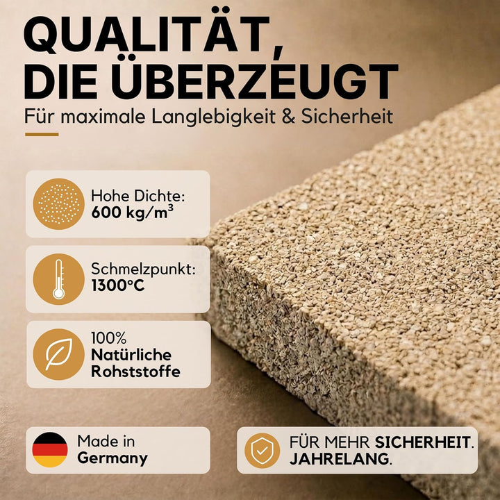 HeWaTherm Vermiculite 4 Platten 500 x 300 x 25 mm Feuerraum Auskleidung Schamotte Ersatz