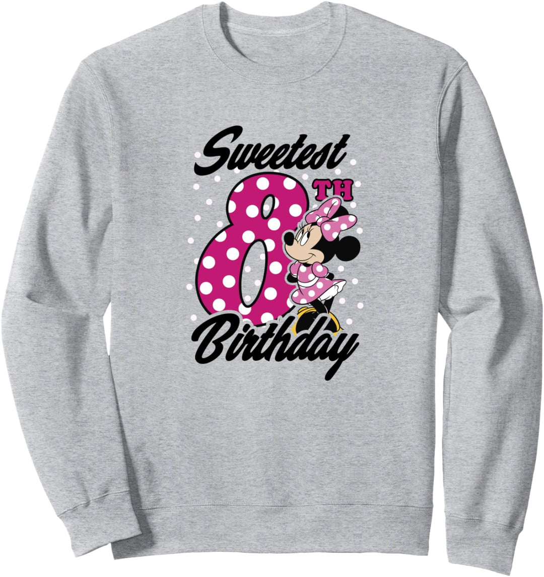 Disney Minnie Mouse Pink Polka Dot Sweetest 8th Birthday Sweatshirt