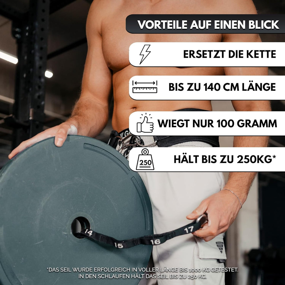 GORNATION Seil/Schlinge für Dip Gürtel, Weight Belt Rope, Alternative zur Kette am Gewichtsgürtel be