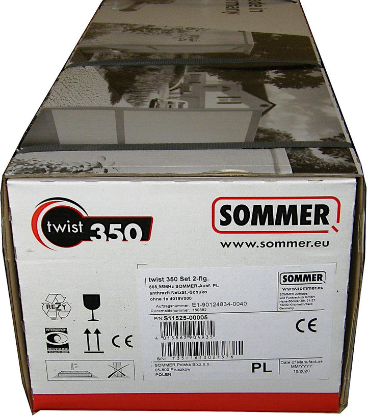 SOMMER Twist 350 Drehtorantrieb 3365V200 2-flügelig Set + 2xHandsender Pearl TWIN + Einweglichtschra