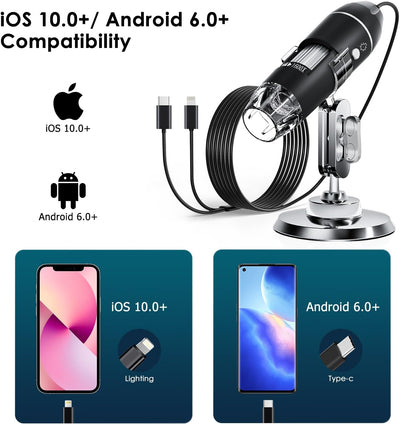 USB Digital Mikroskop, SKYBASIC handgeführte HD-Inspektionskamera mit 50- bis 1600-facher Vergrösser