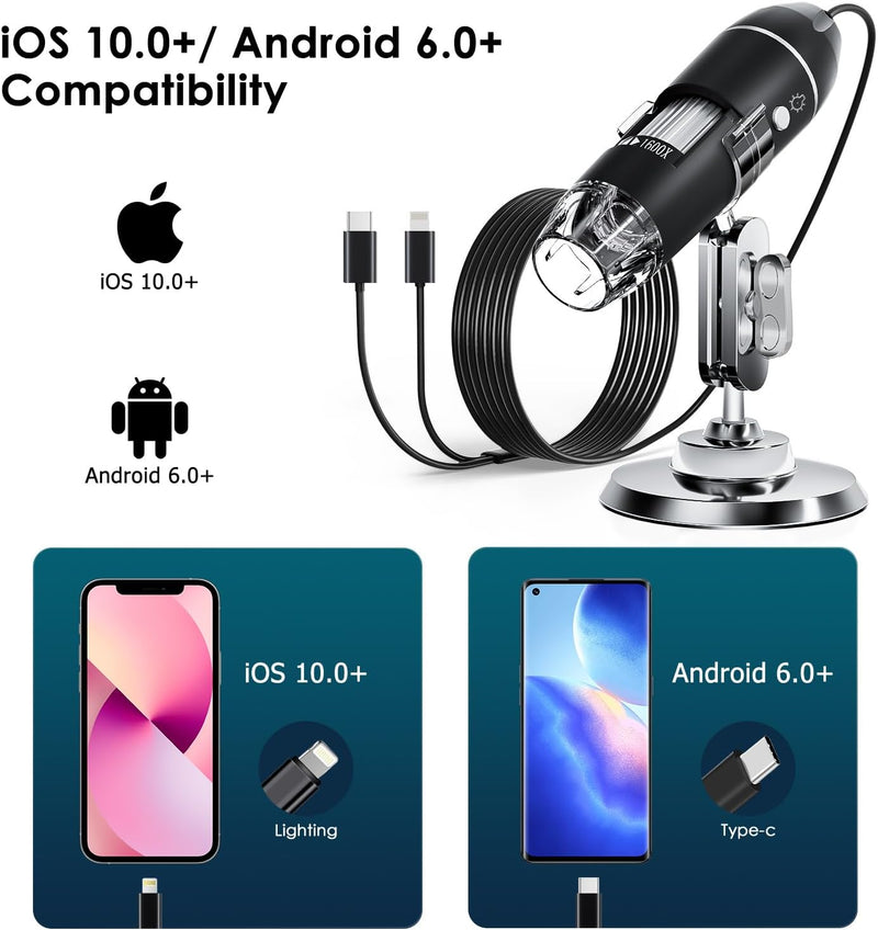 USB Digital Mikroskop, SKYBASIC handgeführte HD-Inspektionskamera mit 50- bis 1600-facher Vergrösser