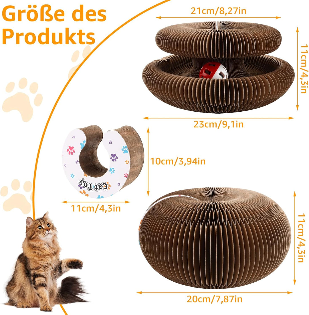 2 Stück Katzenkratzbrett, Magic Organ Cat Scratching Board, 2-in-1 Cat Kratzbrett mit Glöckchen, Int