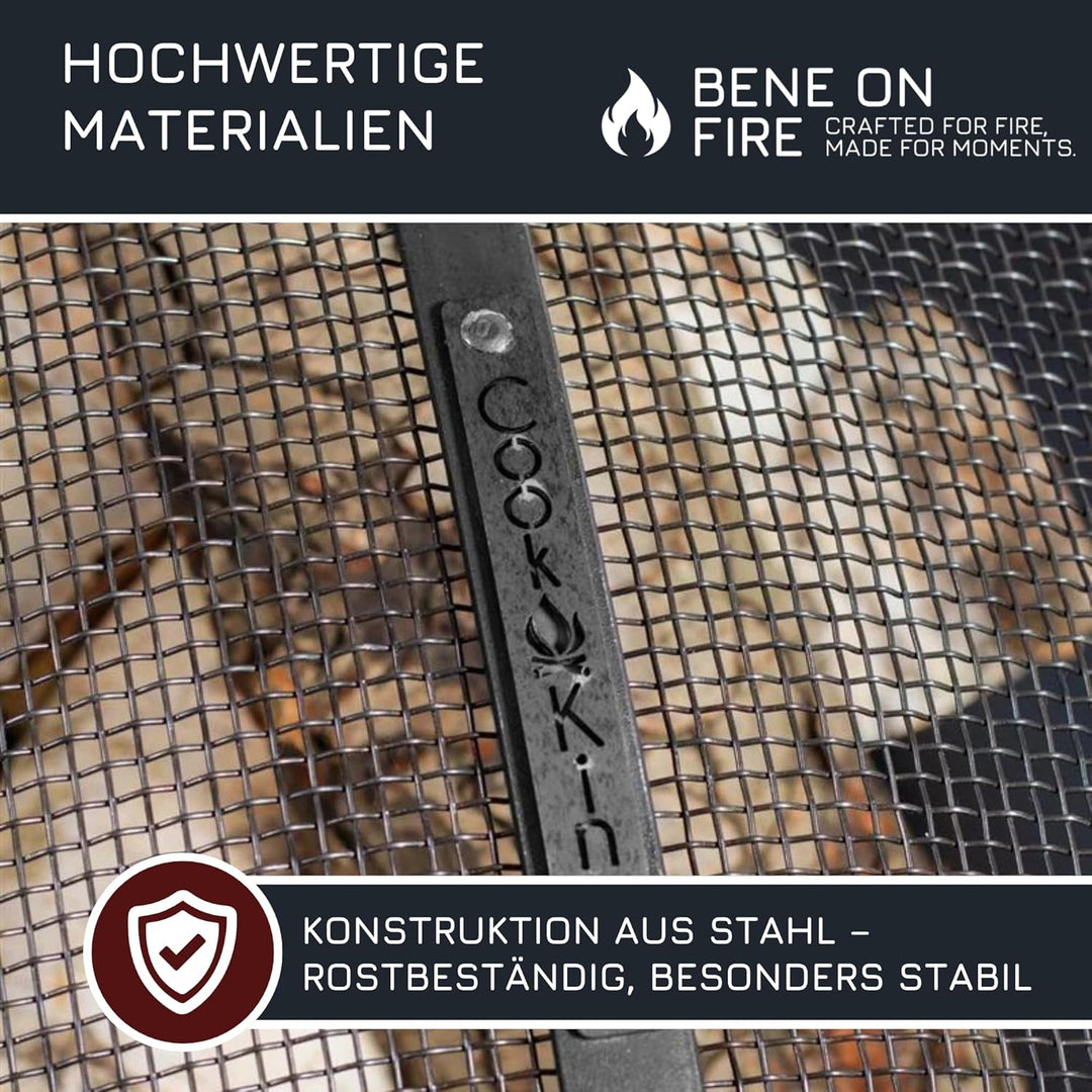 BENE ON FIRE Funkenfang Ø 59 cm rund | Stabiler Funkenschutz für Feuerschale und Feuertopf | schwarz