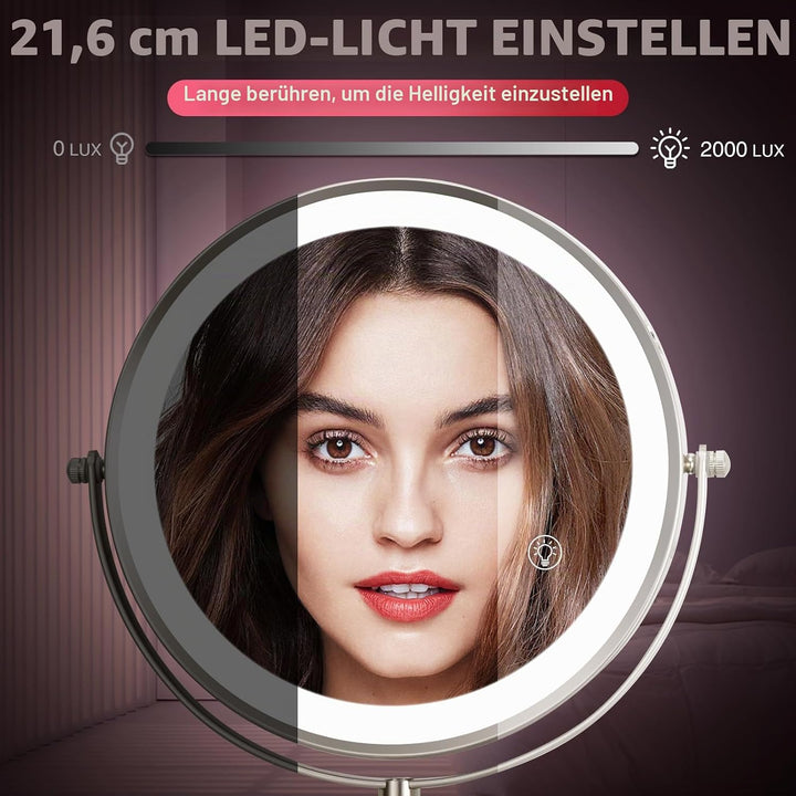 Wandmontierter Make-up-Spiegel, 1x/20x Vergrösserungsspiegel mit 8,5" Doppelseitig, Eitelkeit Make-u