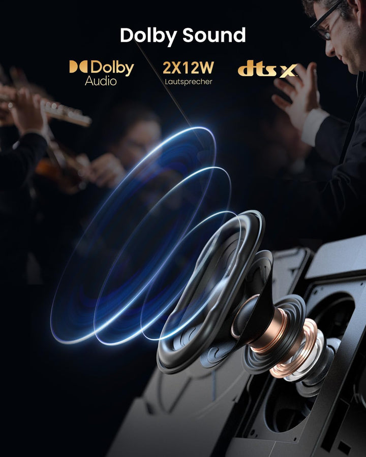 Dangbei DBOX02 4K Beamer, 2450 ISO Lumen, von Netflix offiziell lizenzierter Heimkino Beamer mit WLA