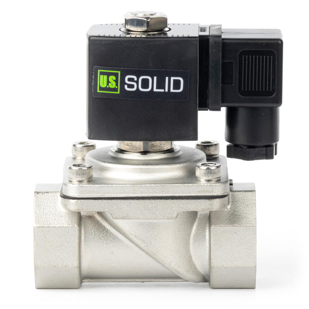 U.S. Solid 1" Magnetventil - Edelstahl DC 12V mit Viton-Dichtung, stromlos geschlossen, Anschlussdos