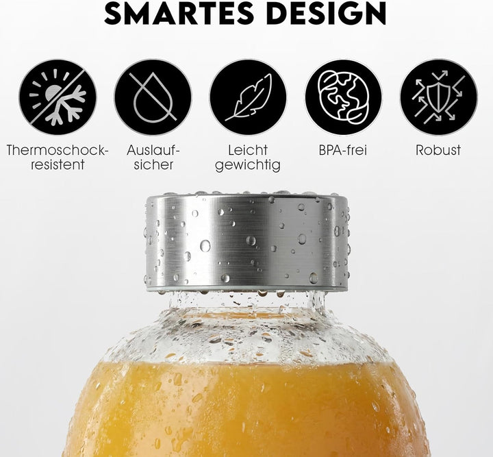 Mont-Clair Kristal Borosilikatglas Trinkflasche 1L - Wasserflasche Glas mit Neoprenhülle - Auslaufsi