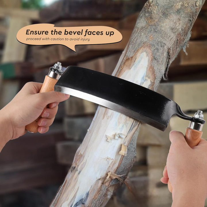 200mm Zugmesser für Holz, Gebogen, Rindenschäler mit Ergonomischen Holzgriffen und Klingenschutz, Re