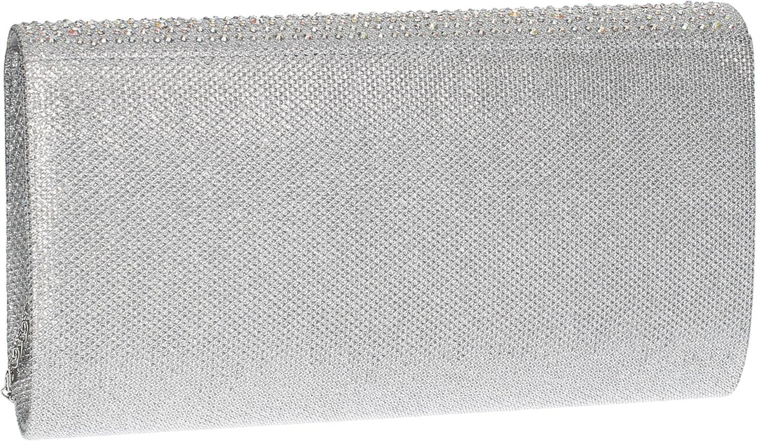 SwankySwans Damen Montary Diamant Clutch, Sling Bag, Einheitsgrösse Silberfarben, Silberfarben