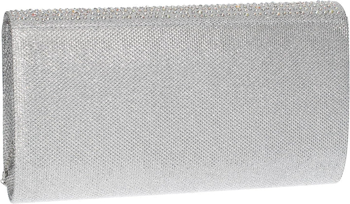SwankySwans Damen Montary Diamant Clutch, Sling Bag, Einheitsgrösse Silberfarben, Silberfarben