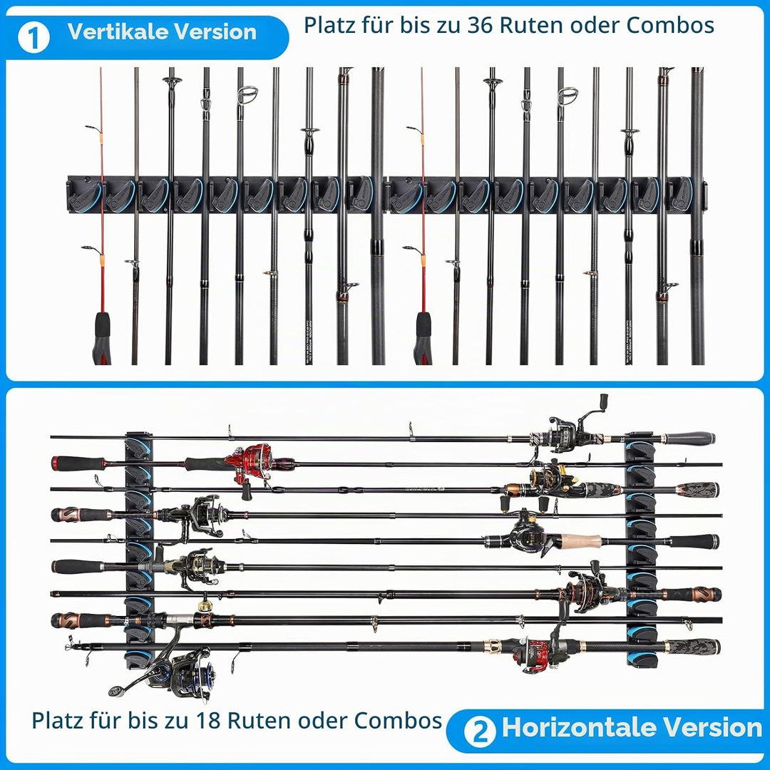 PLUSINNO 4 Stück vertikale Angelrutenhalter, Wandmontage, 4 Packungen Angelrutenhalter für bis zu 18