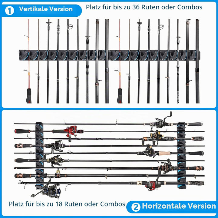 PLUSINNO 4 Stück vertikale Angelrutenhalter, Wandmontage, 4 Packungen Angelrutenhalter für bis zu 18