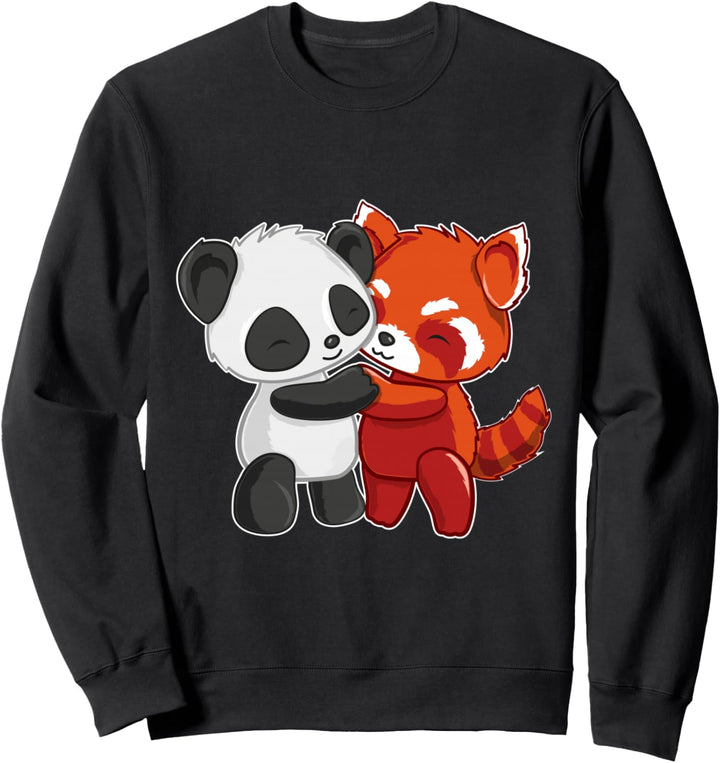 Chibi Panda Bär umarmt roter Panda – niedliche Kinder Sweatshirt