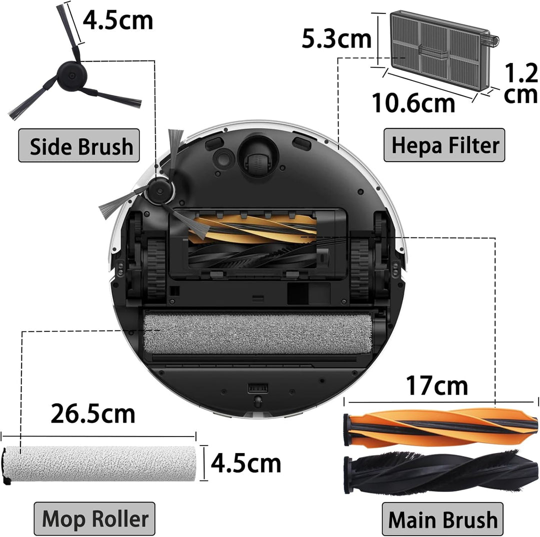 Zubehörset für dreame Aqua10 Ultra Roller Complete /Aqua10 Roller Saugroboter,Ersatzteil mit 6 Staub