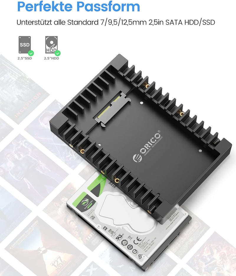 [5 Stück]ORICO 2,5" auf 3,5" interner Festplattenadapter Konverter Einbaurahmen Wechselrahmen, für 2