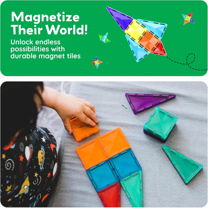 PicassoTiles 100 Stück Magnetbaustein Mini-Diamant-Serie Reisegrösse On-The-Go-Magnet-Konstruktion S