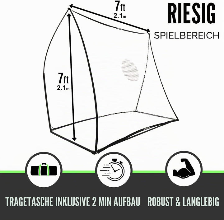 QuickPlay Sport Limited Rebounder Rückprallwand Spot 2.1 x 2.1M ( 7x7f) Schwarz, 2.1 x 2.1M ( 7x7f)