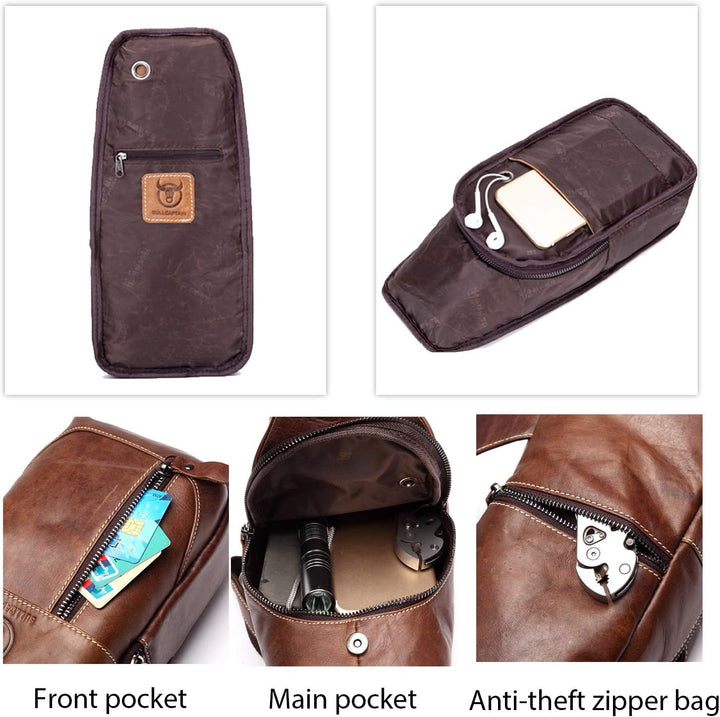 FANDARE Sling Bag Leder Brusttasche Schultertasche Wasserresistent Tragetasche Herren Umhängetasche