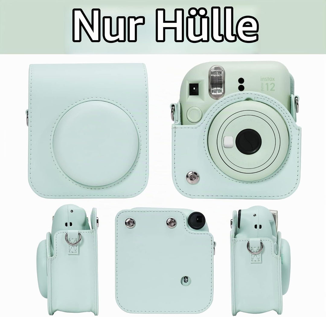 Aenllosi PU Leder Tasche Schutzhülle für Fujifilm Instax Mini 12/Mini 11 Sofortbildkamera Reisetasch
