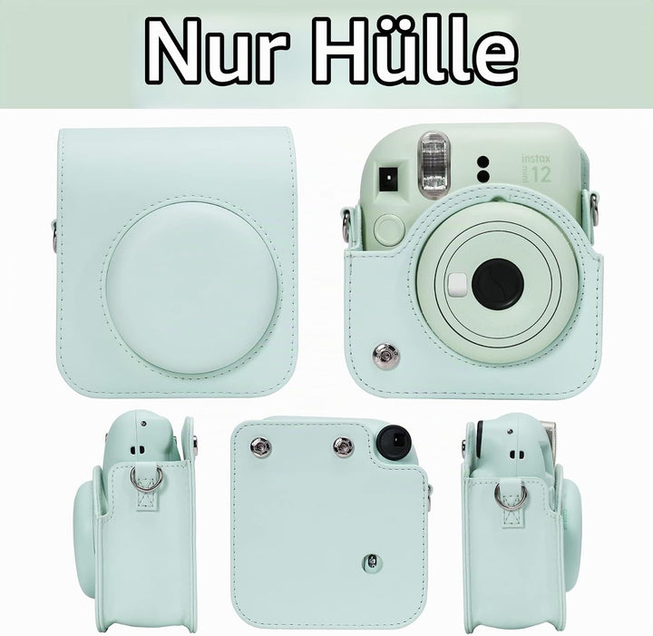 Aenllosi PU Leder Tasche Schutzhülle für Fujifilm Instax Mini 12/Mini 11 Sofortbildkamera Reisetasch