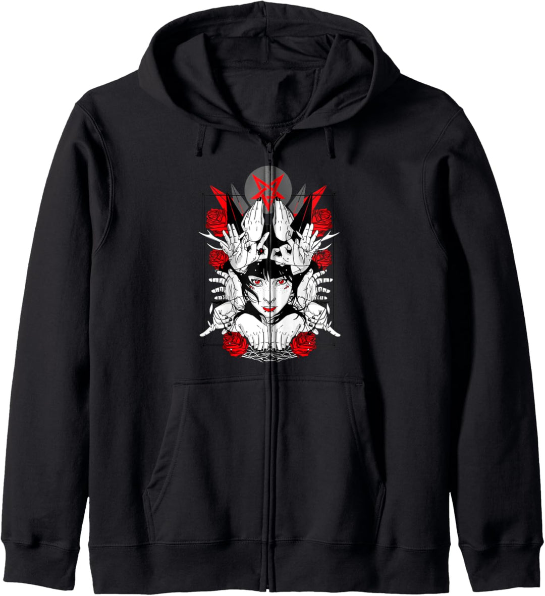 Okkulter Handschild Pentagramm Satan Kapuzenjacke