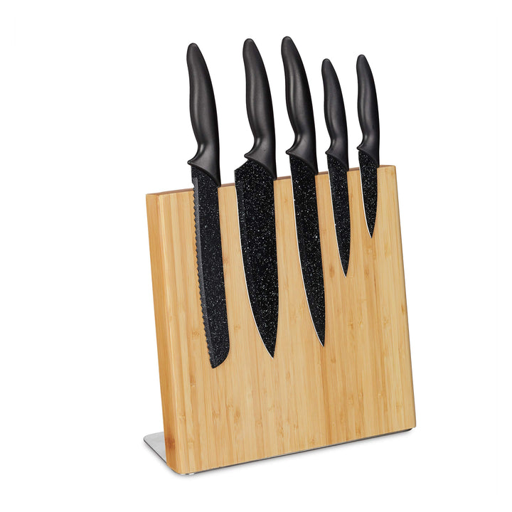 Relaxdays Messerblock magnetisch, Messerhalter aus Bambus, unbestücktes Messerbrett, universal, 27,5