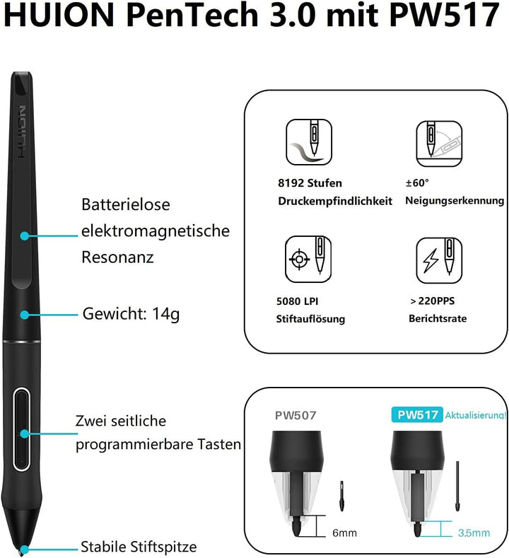 HUION Kamvas 22 21,5 Zoll Grafiktablett mit Display, 120% sRGB-Farbumfang, blendfreier Mattfilm, kan